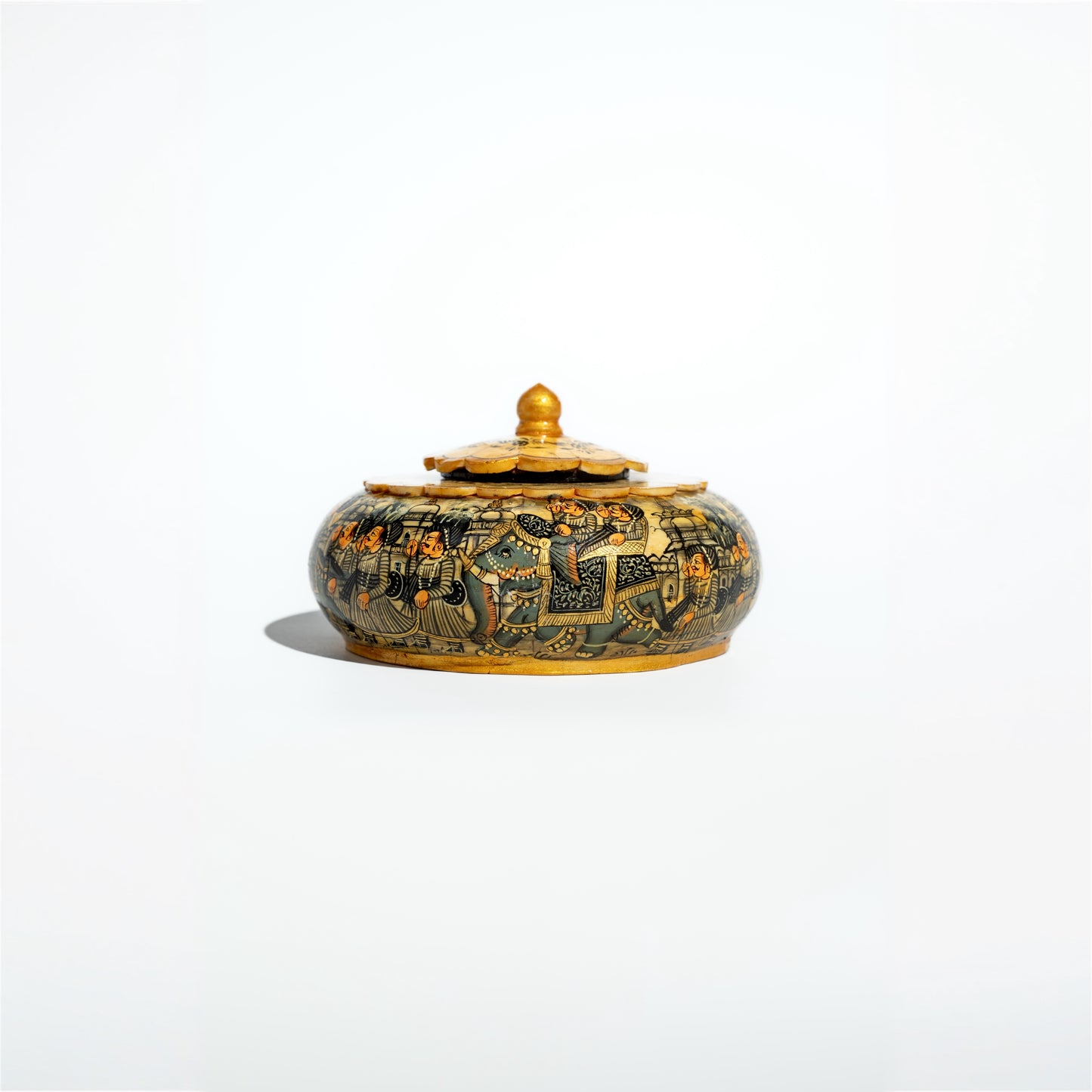 Hand-Carved Bone Jar with Lid