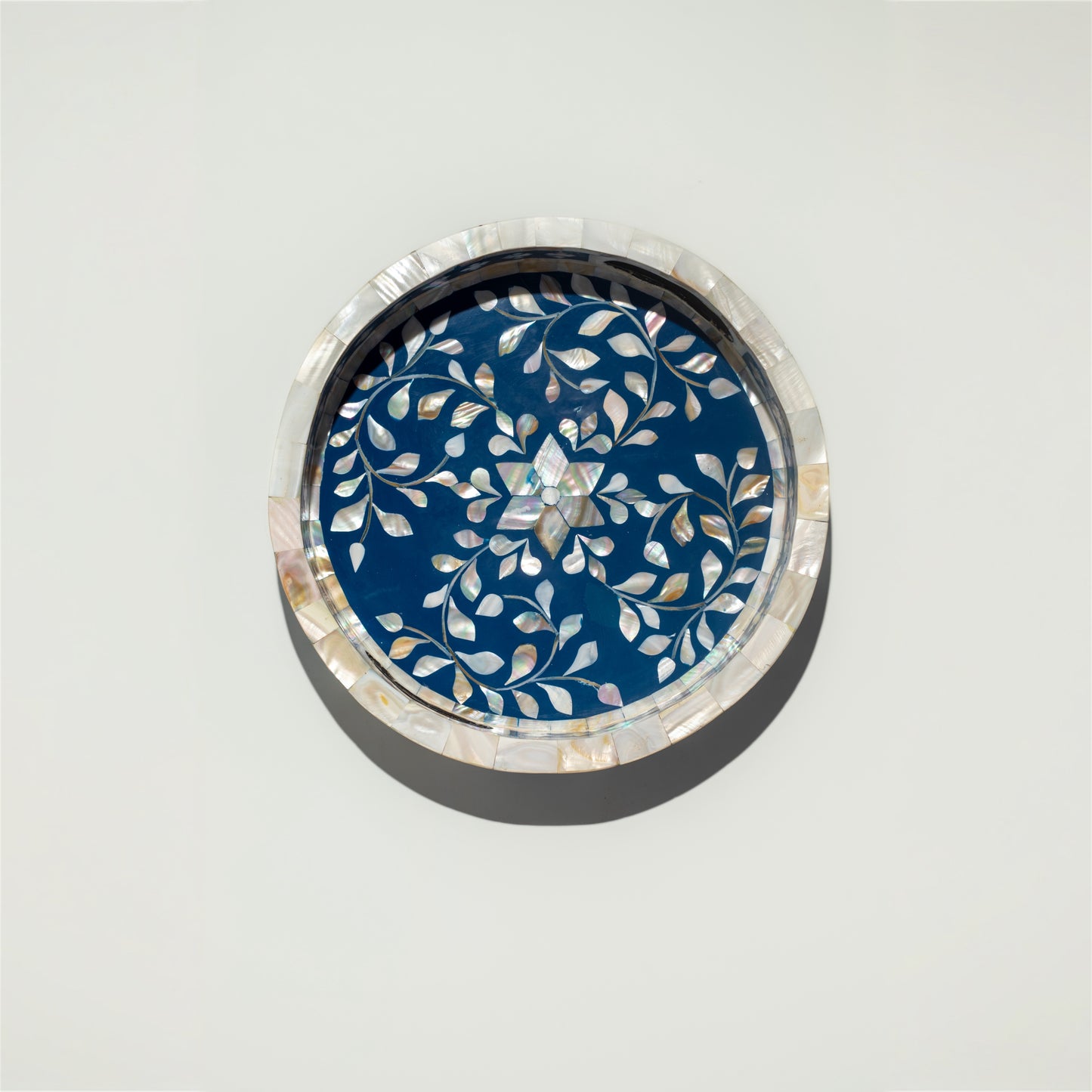 Blue & Mother-of-Pearl Inlay Round Tray