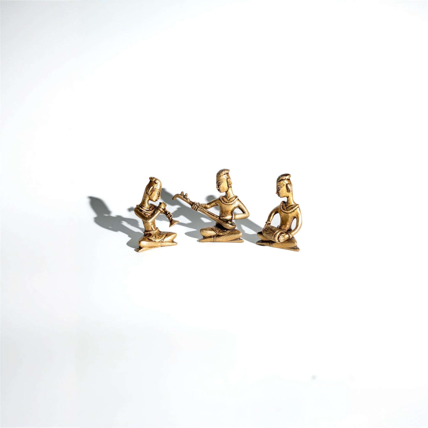 Tribal Musician Brass Figurine Set