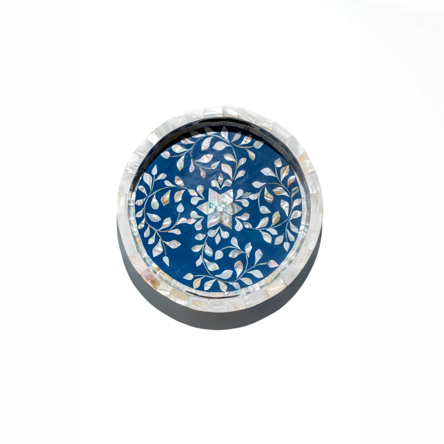 Blue & Mother-of-Pearl Inlay Round Tray