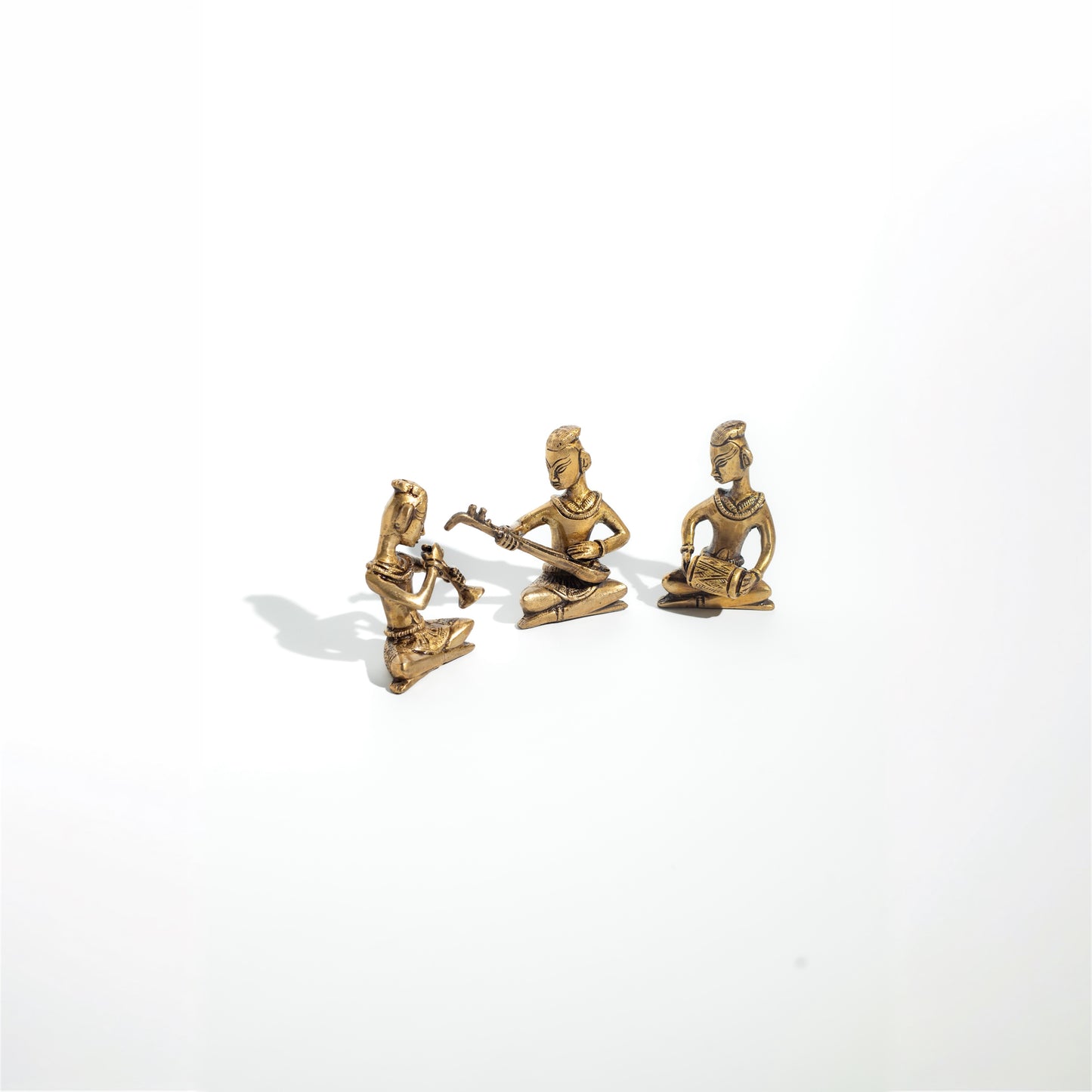 Tribal Musician Brass Figurine Set