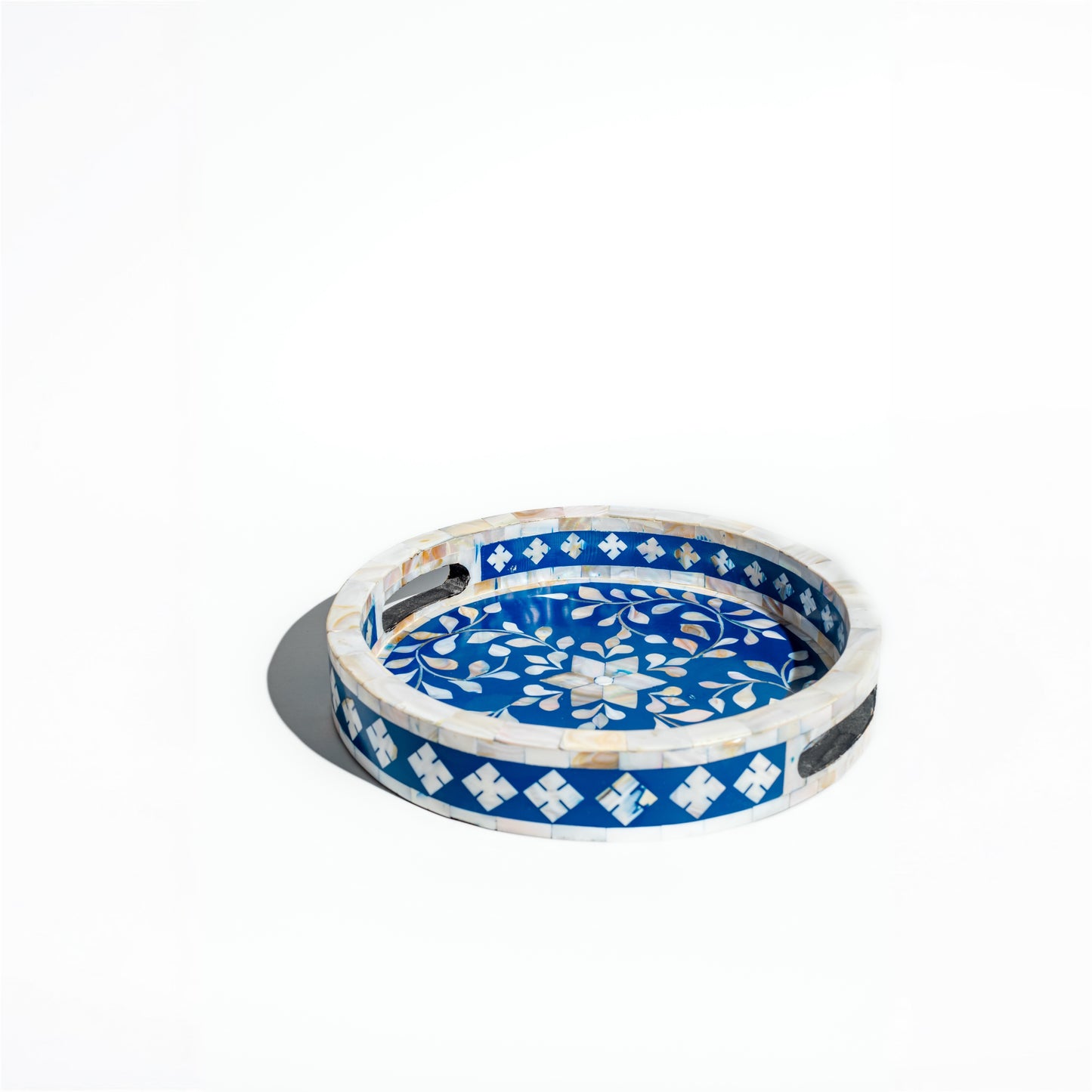 Blue & Mother-of-Pearl Inlay Round Tray
