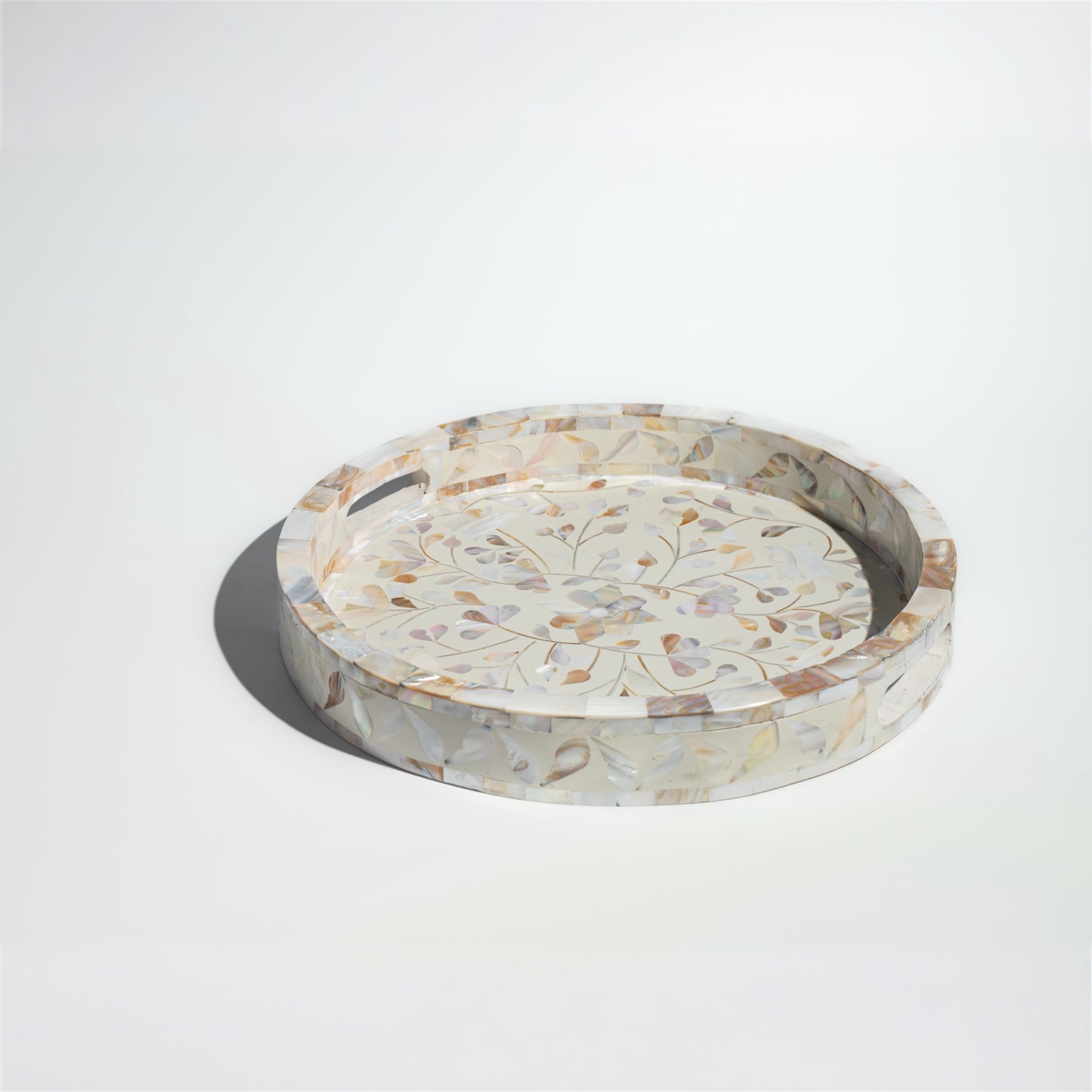 Natural Mother-of-Pearl Inlay Round Tray