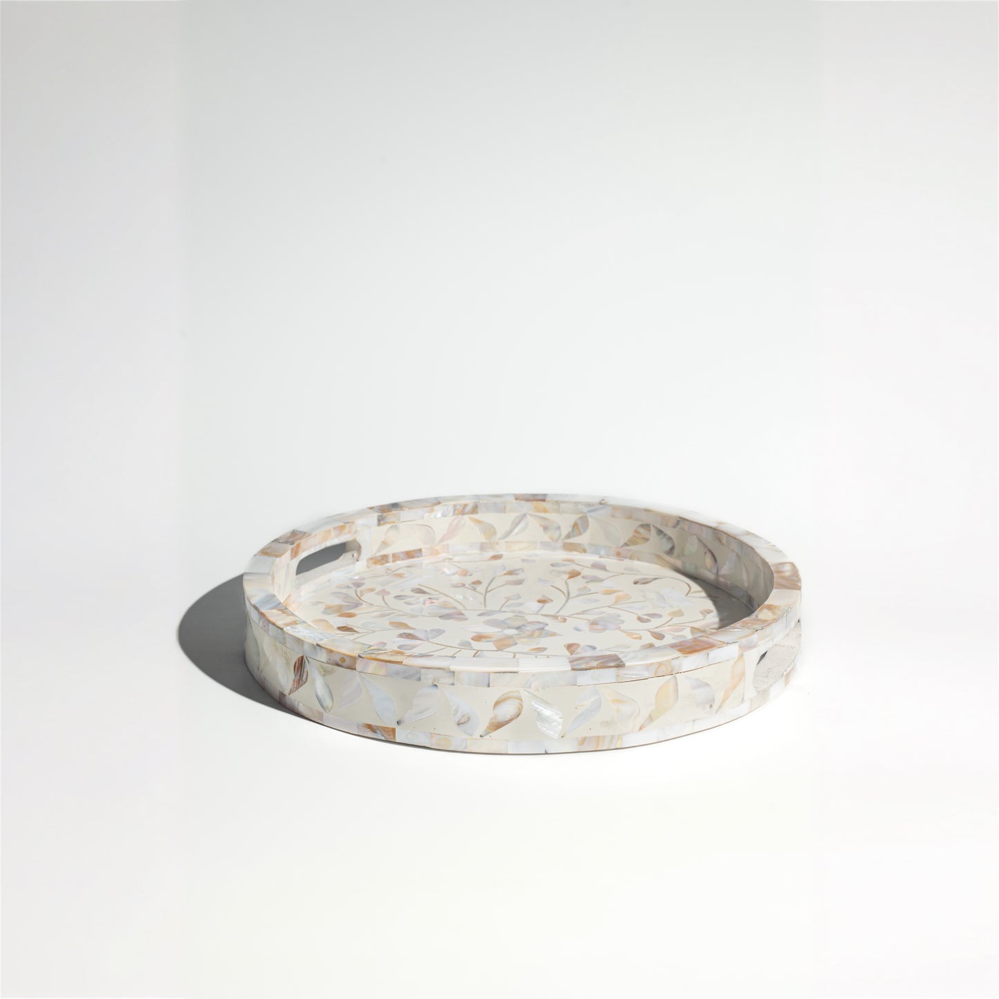 Natural Mother-of-Pearl Inlay Round Tray