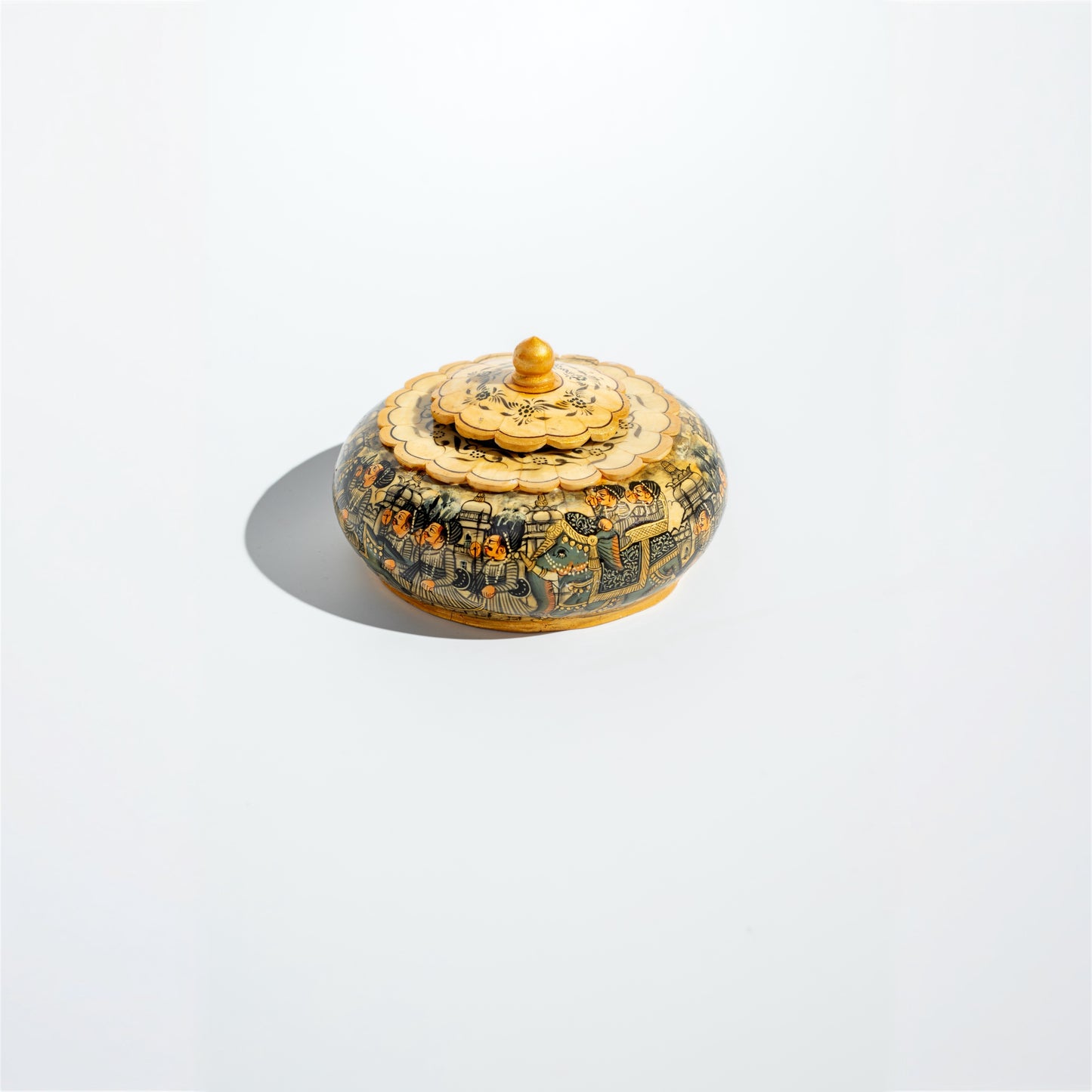 Hand-Carved Bone Jar with Lid